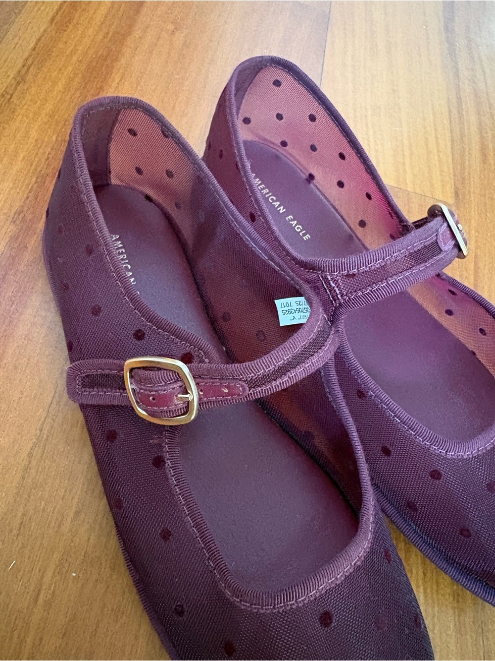 American Eagle Outfitters Burgundy Polka Dot Mary Jane Flat
